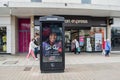 UXBRIDGE, LONDON/ENGLAND- 29 August 2020: Eat out to help out billboard in Uxbridge town centre Royalty Free Stock Photo