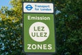 UXBRIDGE, LONDON, ENGLAND - 12 July 2023: Newly-installed ULEZ signage in Uxbridge
