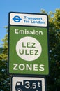 UXBRIDGE, LONDON, ENGLAND - 12 July 2023: Newly-installed ULEZ signage in Uxbridge