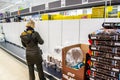 UXBRIDGE, LONDON/ENGLAND Ã¢â¬â MARCH 14 2020: Empty toilet roll shelves in Lidl, Uxbridge, London