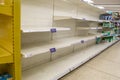 UXBRIDGE, LONDON/ENGLAND Ã¢â¬â MARCH 14 2020: Empty toilet roll shelves in Tesco, Uxbridge, London