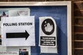 UXBRIDGE, LONDON, ENGLAND- 5 May 2021: Polling station directional sign