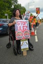 UXBRIDGE, LONDON - 9 July 2023: People protesting against ULEZ expansion