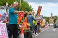 UXBRIDGE, LONDON - 9 July 2023: People protesting against ULEZ expansion