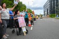 UXBRIDGE, LONDON - 9 July 2023: People protesting against ULEZ expansion