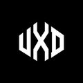 UXD letter logo design with polygon shape. UXD polygon and cube shape logo design. UXD hexagon vector logo template white and Royalty Free Stock Photo