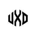 UXD letter logo design with polygon shape. UXD polygon and cube shape logo design. UXD hexagon vector logo template white and Royalty Free Stock Photo