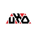 UXO triangle letter logo design with triangle shape. UXO triangle logo design monogram. UXO triangle vector logo template with red Royalty Free Stock Photo