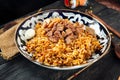 Uyghur national cuisine plov with beef