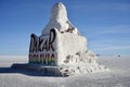 The Dakar Rally Salt Sculpture on the Salt Flats. Uyuni Salt Flat, Bolivia, October 11, 2023.