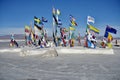 International Flags outside the Salt hotel near the Dakar Bolivia Monument in Salar de Uyuni, near Colchani.