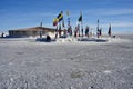 International Flags outside the Salt hotel near the Dakar Bolivia Monument in Salar de Uyuni, near Colchani.