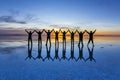 Uyuni reflections are one of the most amazing things that a photographer can see. Here we can see how the sunrise over an infinite