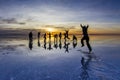 Uyuni reflections are one of the most amazing things that a photographer can see. Here we can see how the sunrise over an infinite