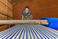 Uzbek girl weaving, Nukus, Uzbekistan