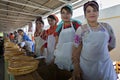 Selling local bread in Fergana Valley, Uzbekistan