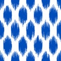 Uzbek ikat silk fabric pattern, indigo blue and white colors Royalty Free Stock Photo