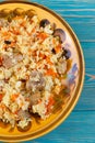 Uzbek pilaf, plov, pilaw with meat, carrot and berberries Royalty Free Stock Photo