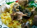 Uzbek rice dish with lamb