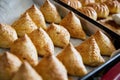 Uzbek Samsa or Sambousak at street market in Bukhara