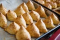 Uzbek Samsa or Sambousak at street market in Bukhara