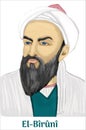 Uzbekistan Afghanistan 973-1050 Al -Biruni Iranian scholar and polymath vector illustration