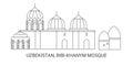 Uzbekistan, Bibikhanym Mosque, travel landmark vector illustration