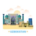 Uzbekistan country design template Flat cartoon st