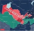 Uzbekistan country detailed editable map