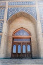 Uzbekistan door in mosque, details. Travel to Central Asia. Decoration