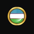 Uzbekistan flag Golden button Royalty Free Stock Photo