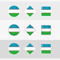 Uzbekistan flag icons set, vector flag of Uzbekistan Royalty Free Stock Photo