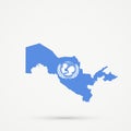 Uzbekistan map in United Nations Childrens Fund UNICEF flag colors, editable vector
