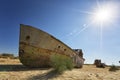 Old rusty ships in the place where the Aral Sea used to be Royalty Free Stock Photo