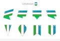 Uzbekistan national flag collection, eight versions of Uzbekistan vector flags