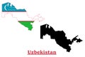 Uzbekistan National Flag Map Design, Uzbekistan Country Flag Inside The Map