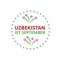 Uzbekistan 1st September Happy Independence Day Label on white b