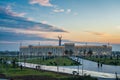 UZBEKISTAN, TASHKENT - JANUARY 4, 2023: The territory of the park New Uzbekistan with Monument of Independence in the