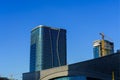 Uzbekistan, Tashkent - September 27, 2023: Building of hotel Hilton on a blue sky background in Tashkent city.