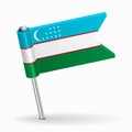 Uzbekistani flag map pointer layout. Vector illustration.