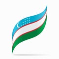 Uzbekistani flag wavy abstract background. Vector illustration.
