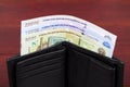 Uzbekistani money in the black wallet