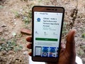 uzhavi indian agriculture and farmers app displayed on digital screen in soil background in india dec 2019