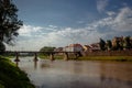 Uzhgorod, Ukraine, June 28, 2017: A bridge across the river in t
