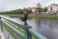 Uzhhorod, Ukraine - April 27, 2016: Small bronze statue of Transcarpathian artist Tivadar Chontvari