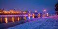 old town on a christmas night. beautiful cityscape by the river Royalty Free Stock Photo