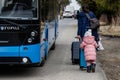 Long lines of Ukrainian refugees at Slovak border