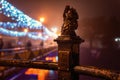 Uzhhorod, Ukraine Ã¢â¬â January 03, 2022: Night city view, town center with historic architecture, Christmas, New Year decorations