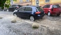 Uzhhorod, Ukraine - June 10 2023: Strong rain in the city