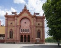 UZHHOROD, UKRAINE - MAY 29, 2021: Facade of a historic building synagogue in Uzhhorod, Ukraine